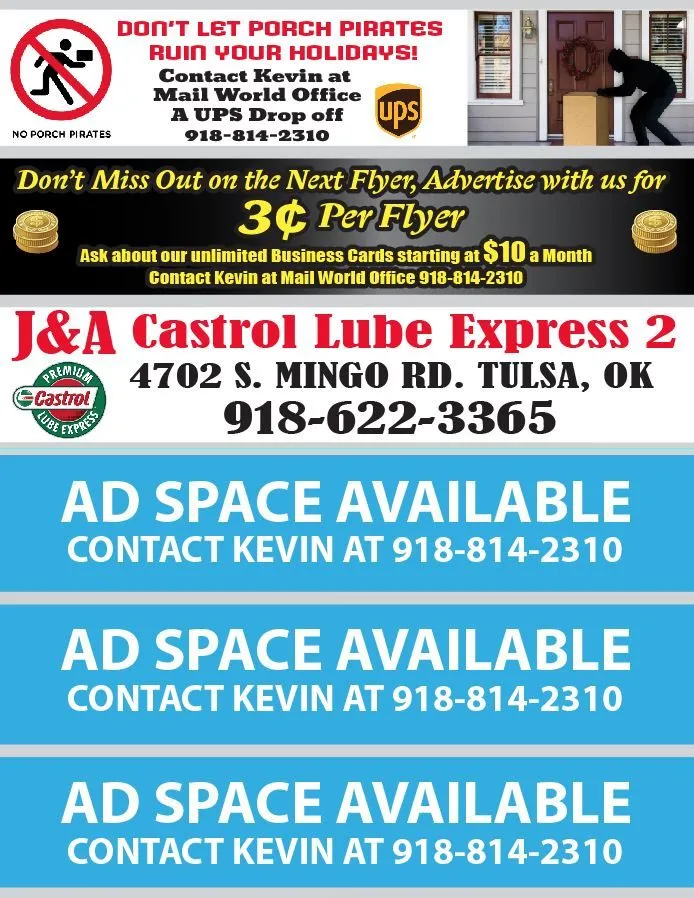 Promotional artwork for Mail World Office community advertising and local partners